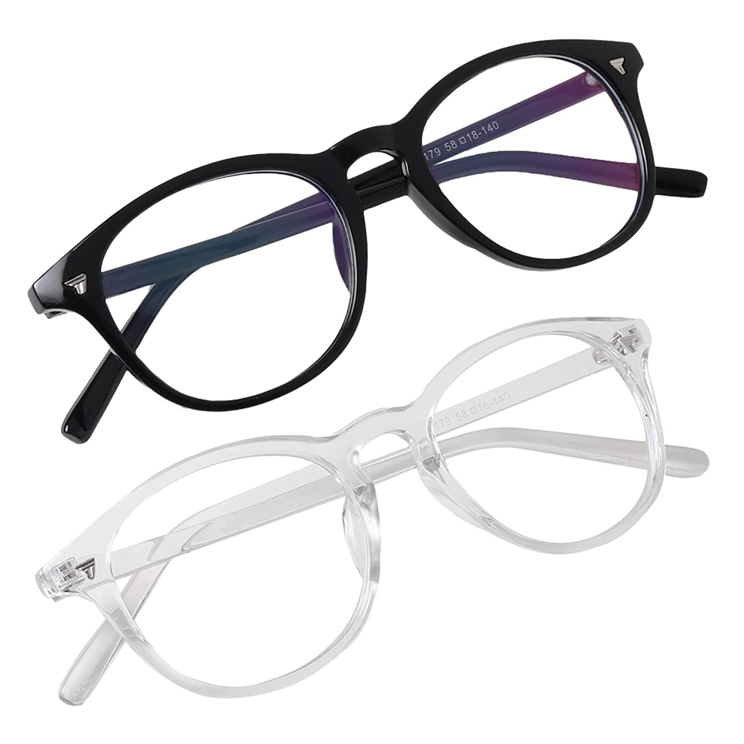 IFLASH Blue Light Blocking Glasses Gaming Filter Transparent Round Eyeglasses for Eye Protection Men Women, Computer/Tablet/Laptop/Mobile/TV, Anti-blue & Anti eyestrain (BLACK - CLEAR) (B0BZZB84YL) Amazon Price History, Amazon Price Tracker