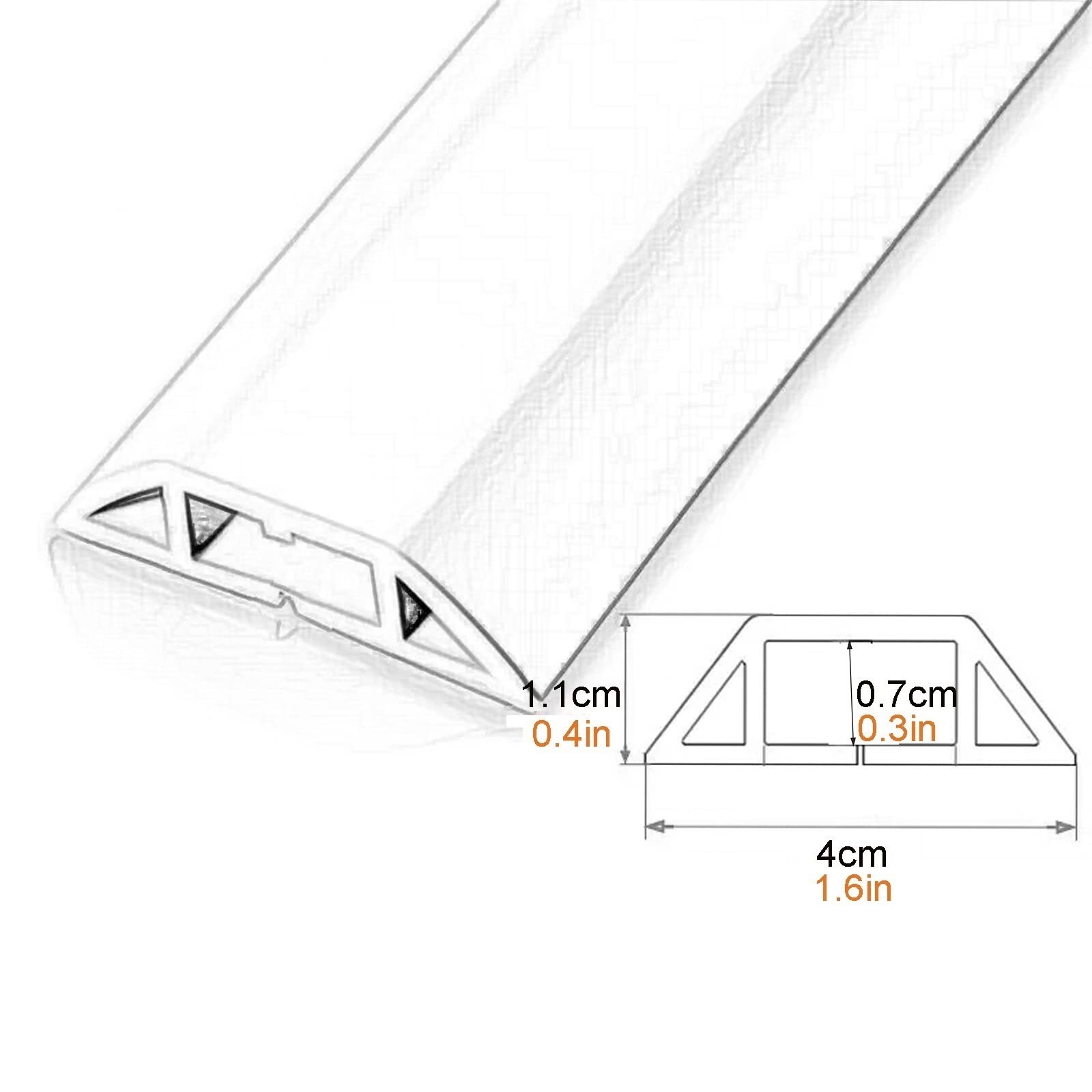 Boden Kabelabdeckung, Boden Kabelschutz 3 Kanäle für Büro, Haus, Werkstatt, Lager, Kabel Concealer System, Selbstklebend Kabel Organizer (Size : 4m)