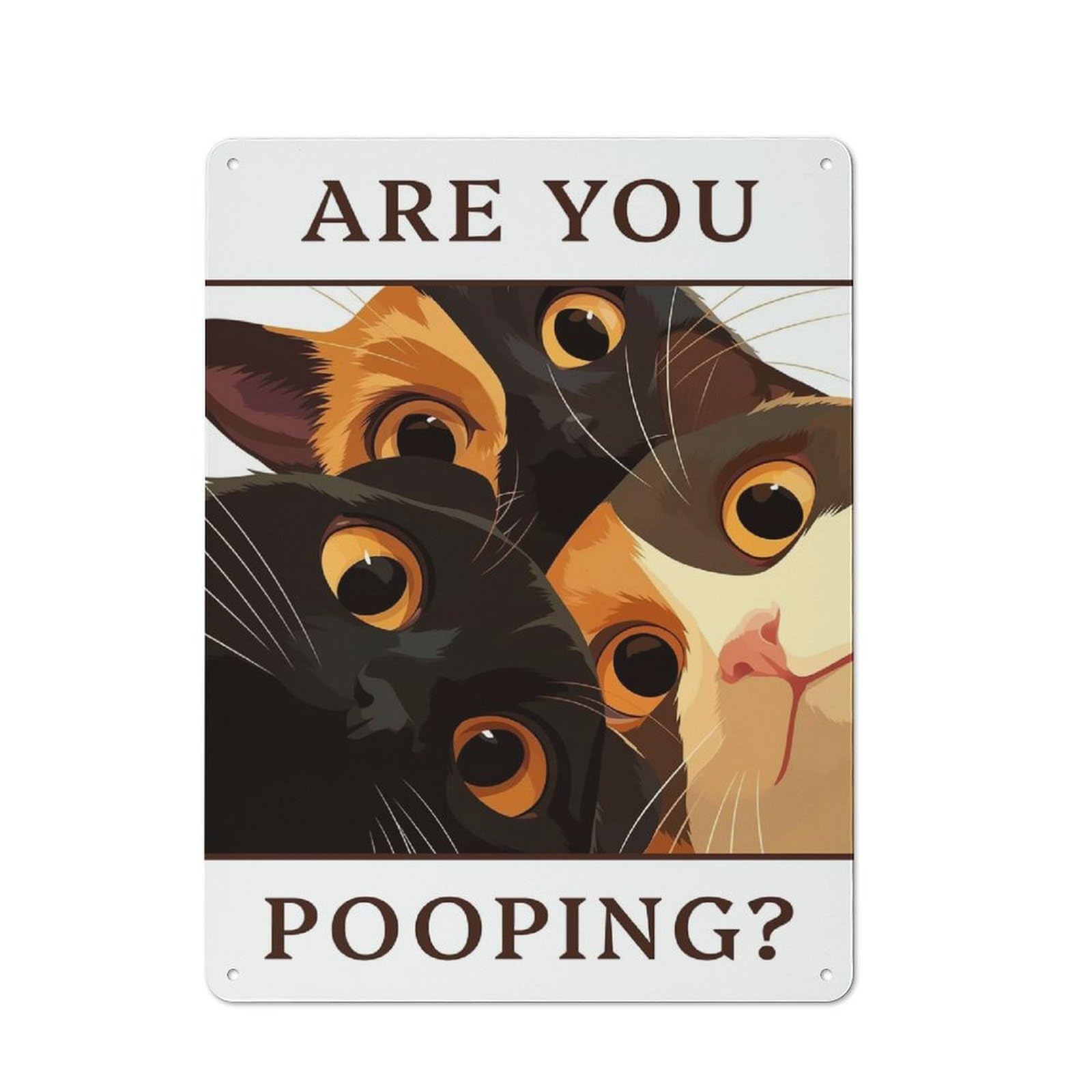 Junmoney Style-5 Loft Style Metal Wall Art Sign 40X30cm Featuring Bathroom Cat Meme - Are You Pooping, Urban Room Decor For Loft, Studio, Office Or Creative Room