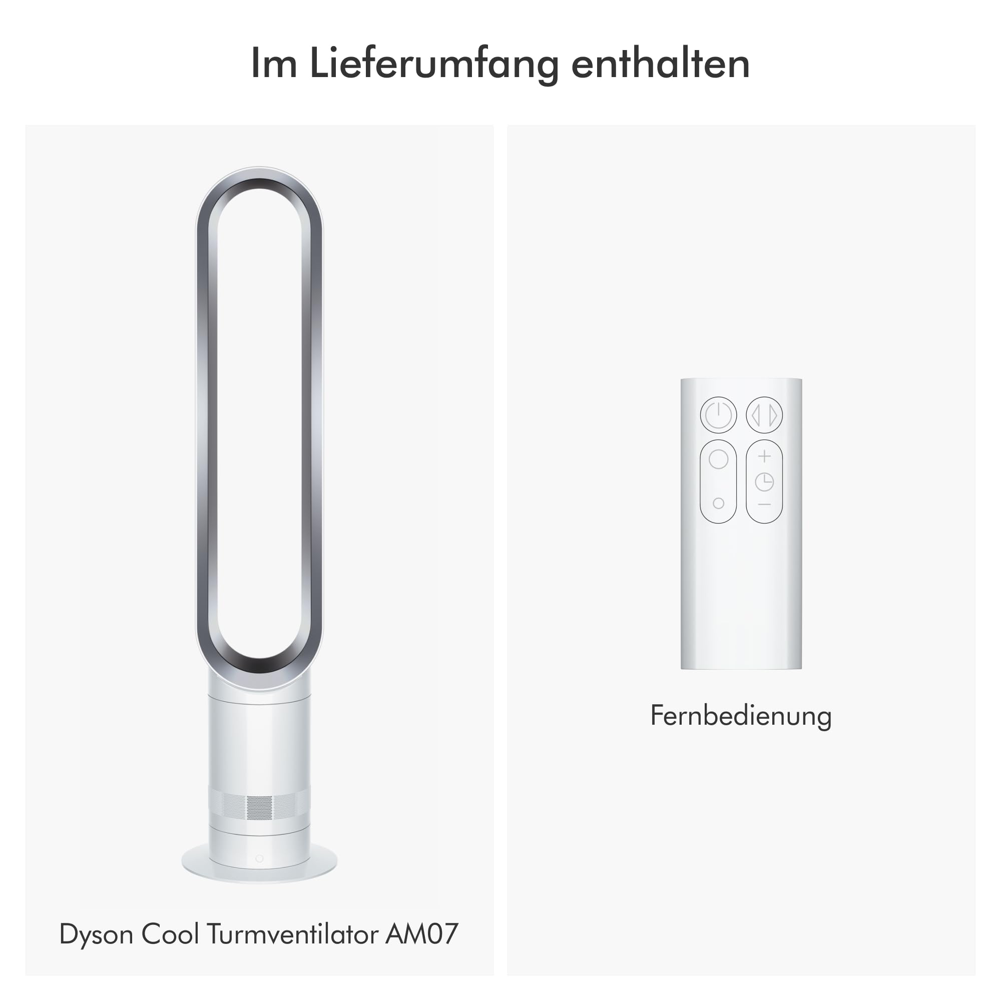 Dyson Cool AM07 Turmventilator – Leistungsstarke Air Multiplier Kühlung, 10 Geschwindigkeitsstufen, 70° Rotation, Fernbedienung