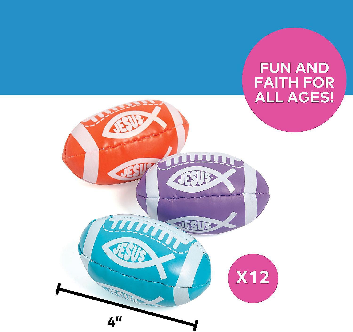 Fun Express - Vinyl Religious Fish Foam Football - Toys - Balls - Kick Balls - 12 Pieces