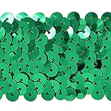 Expo International 1-1/2-Inch 4-Row Metallic Stretch Sequin Trim Embellishment, 10-Yard, Green