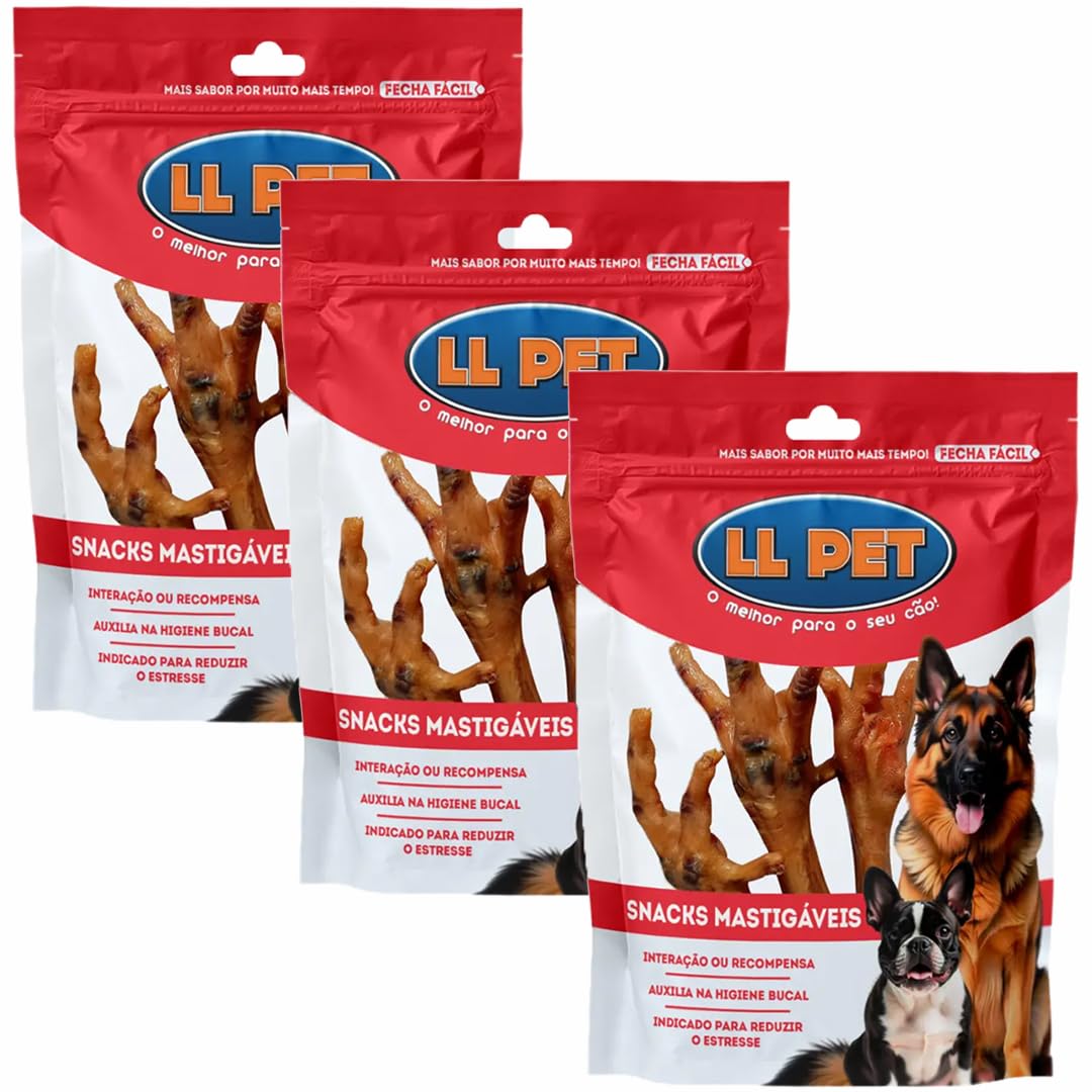Kit Petisco Pé de Galinha Para Cães LL Pet - 9 Unidades | 100% Natural