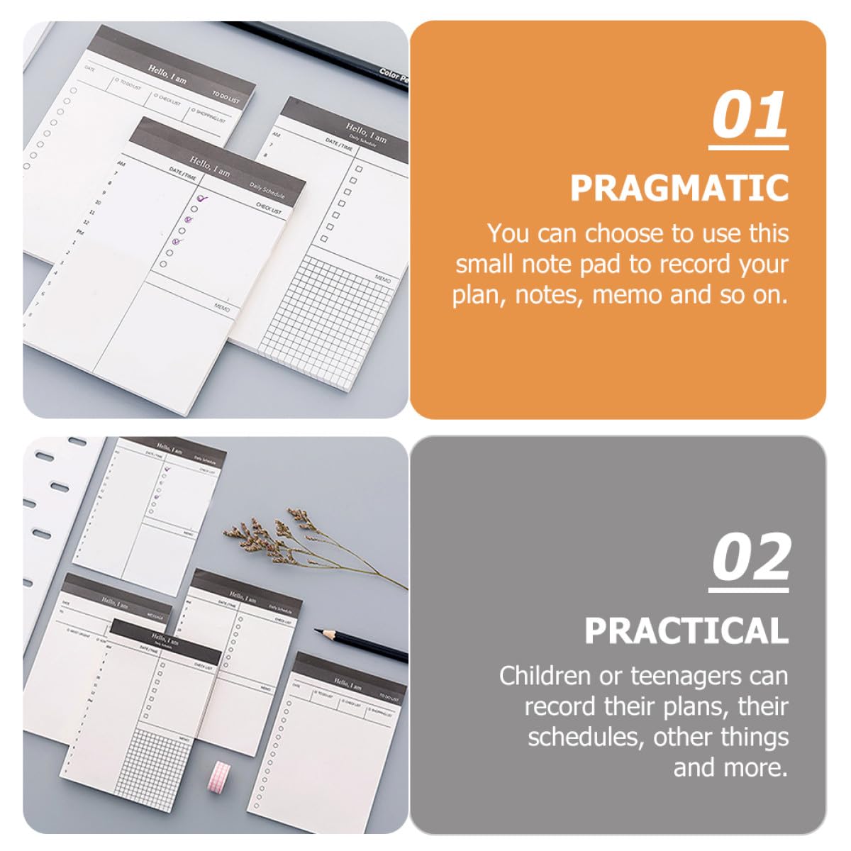 BESTYASH 8pcs Portable Notepads Set, Compact Convenient Memo Pads with Tearable Pages for Daily Office Planning and Personal Schedule Management