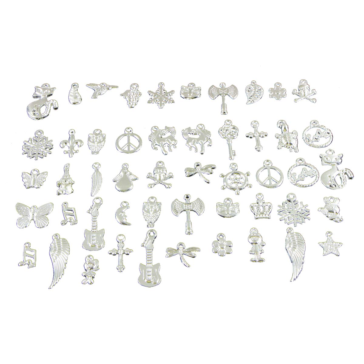 50pcs Charms for Jewelry Making,Dainty Tibetan Silver Charms Pendants Crafting Accessories for Necklace Bracelet Ankle Jewelry DIY Making