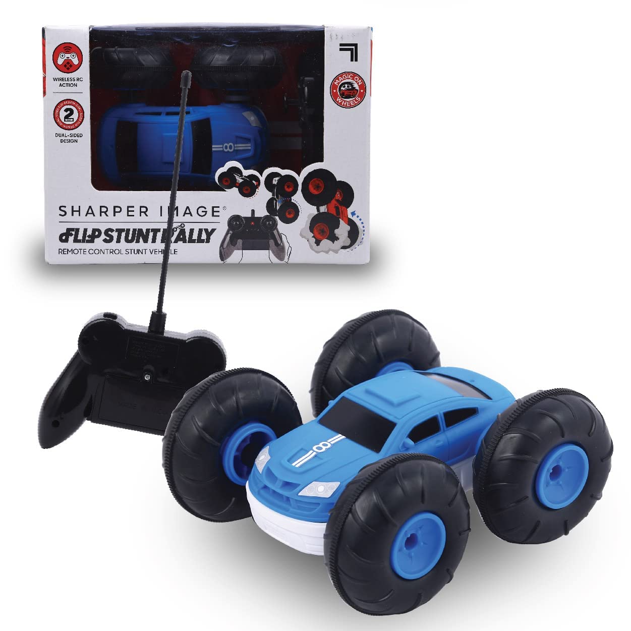 Sharper Image Flip Stunt Rally Wireless Remote Controlled Car|360° Rotating |High Speed Off Road|Top Brand in USA |Blue Color RC Car for Kids 6 Yrs+|Birthday Gift|Outdoor All Terrain |Made in India