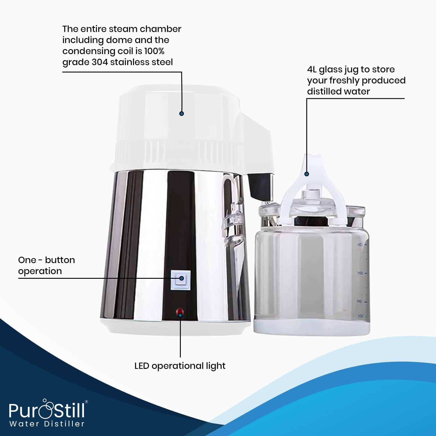 Buy 4L PurOstill® Water Distiller AllinOne Countertop Table Distiller Robust System x25