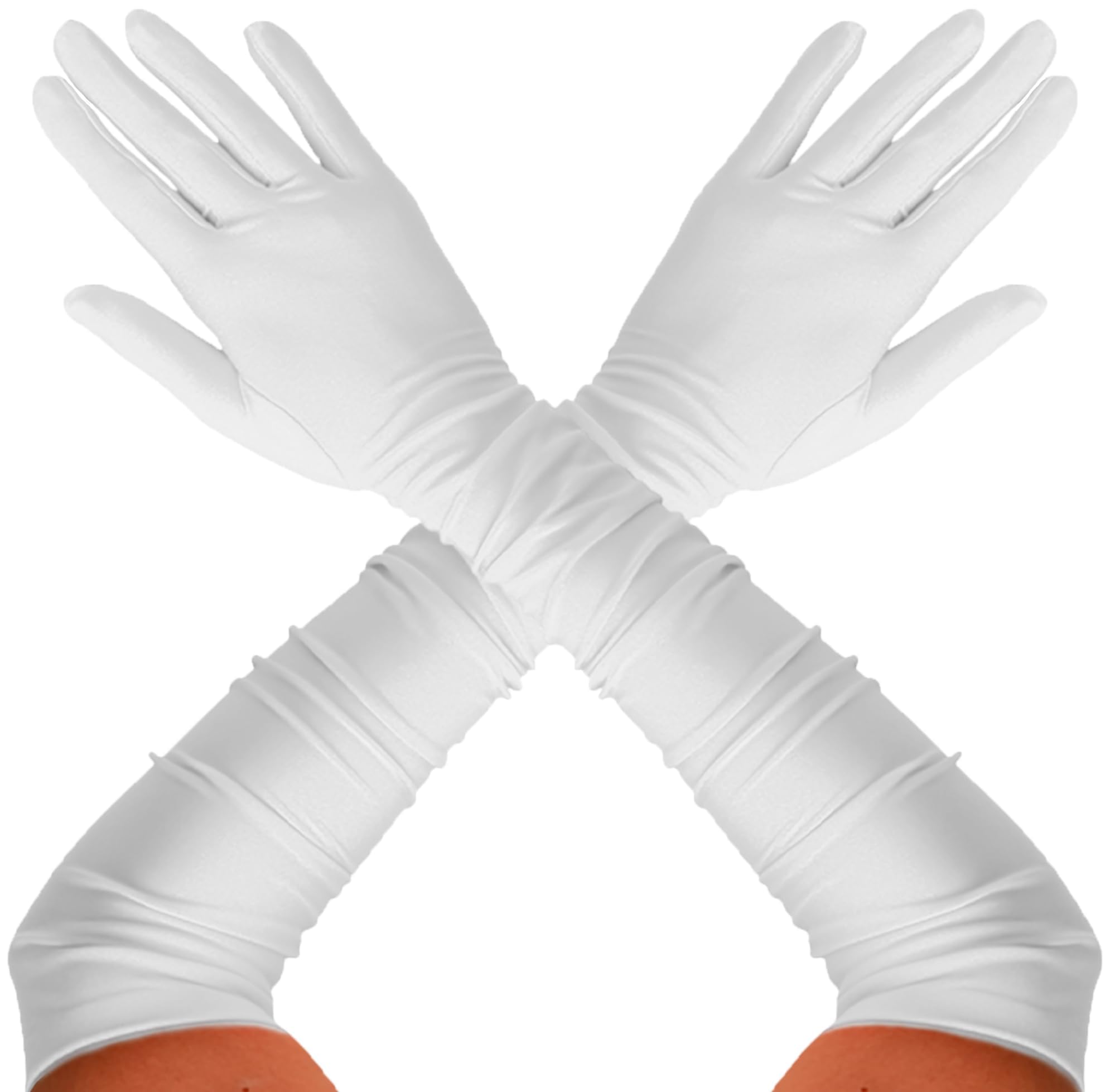 REDSTAR Long Satin Elbow Length Opera Gloves for Women - Ladies Long Evening Gloves Fancy Dress for Prom Accessories, Bridal Fancy Dress - 1920s Accessories for Women Flapper Costume