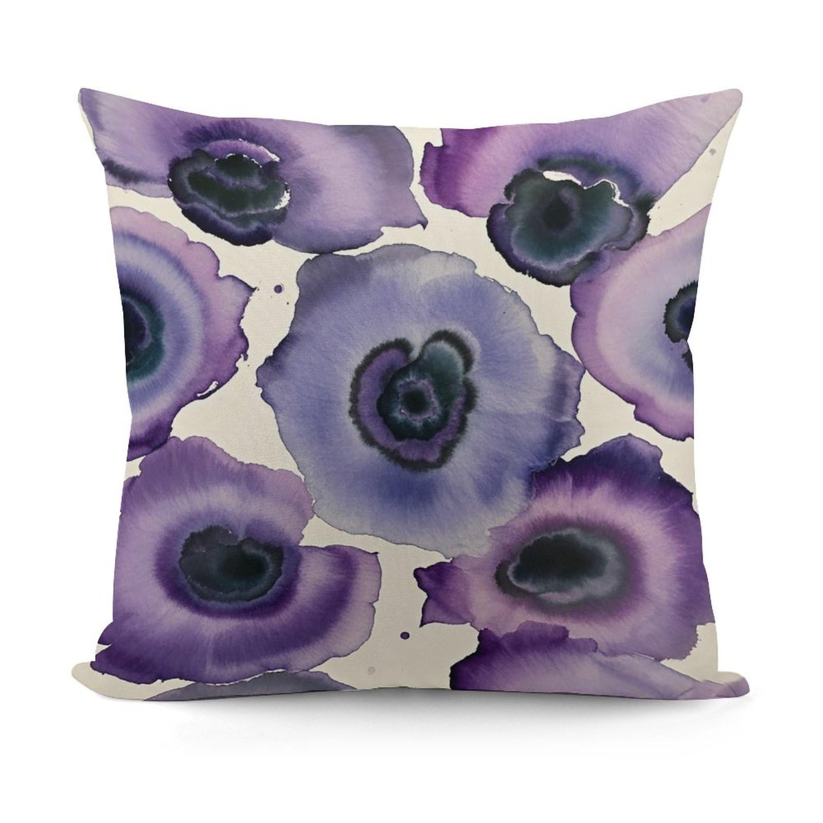 VstaDank Abstract Watercolor Purple Throw Pillow Covers 18x18 Inch Soft Couch Home Decor Cushion Cover Comfortable Plush Square Cushion Case Farmhouse Decorative Pillowcase for Living Couch