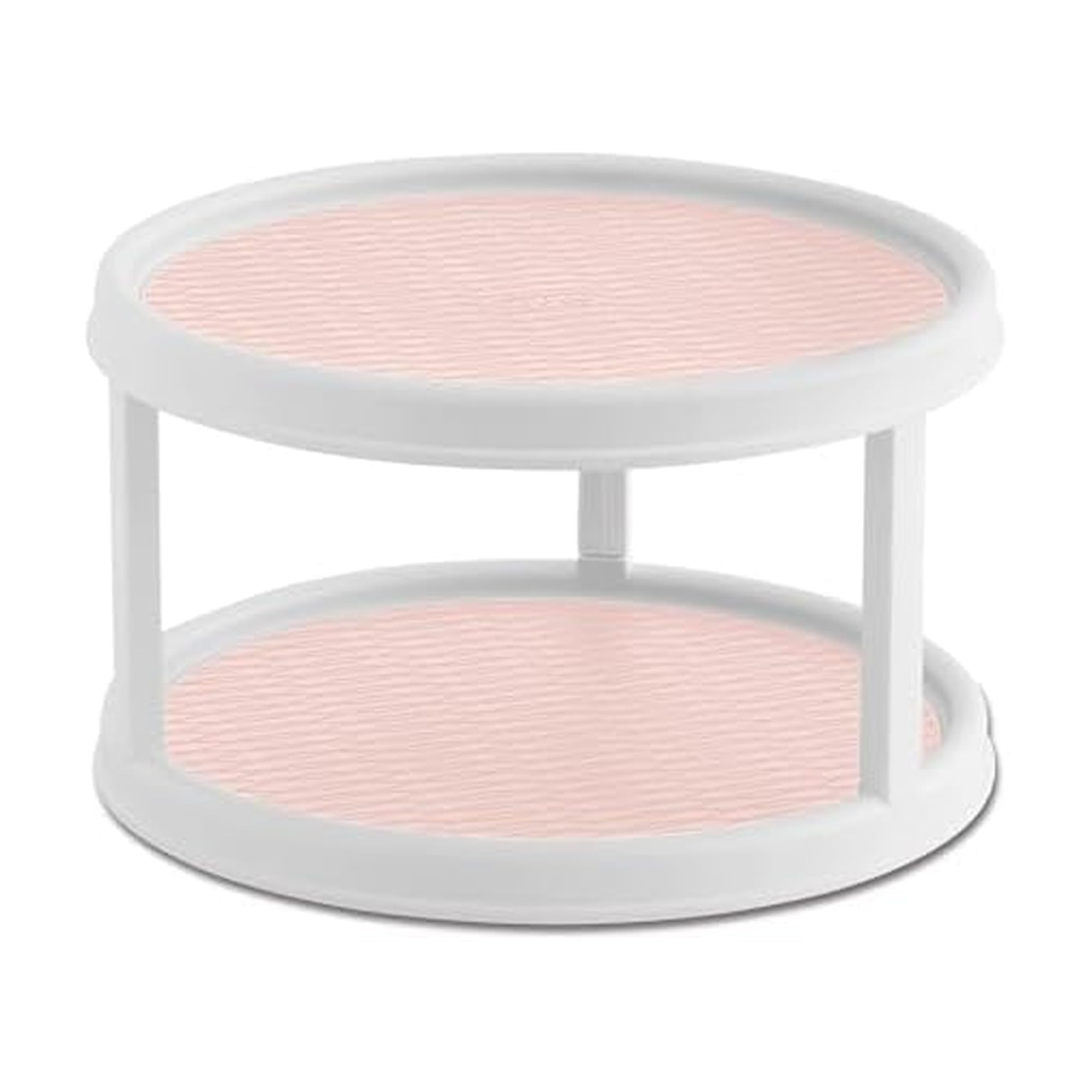 Copco 2-Tier Lazy Susan Turntable Organizer, 12 Inch Rotating Cabinet Organizer with Nonskid Blush Liner for Kitchen Pantry Storage, Countertop Spice Rack and Shelf Organization