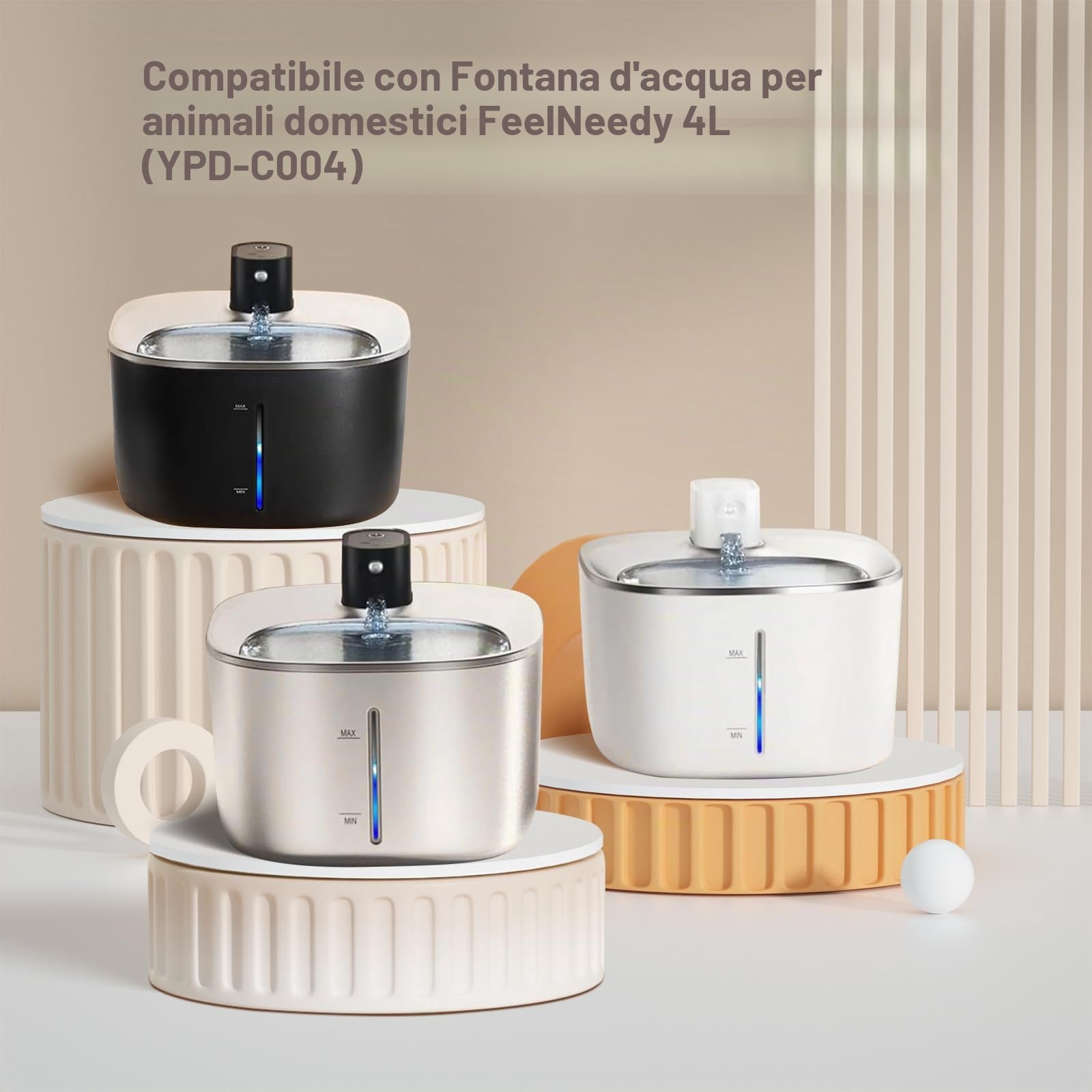 Filtri Fontanella per Gatti, 12 Filtro Fontanella per Gatti per FEELNEEDY 4L Fontana Acqua per Gatti YPD-C004, Comprendere 12 Filtri Fontana Gatto e 12 Spugne Pre-filtrate e 12 Spugnetta per Pompa
