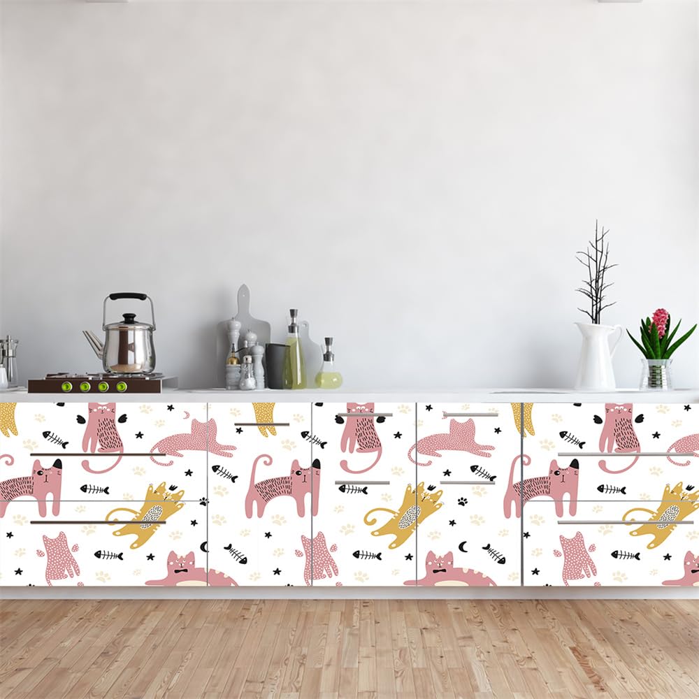 Naklejki na płytki 40 x 100 cm ze zwierzętami i kotami, samoprzylepne na ściany i podłogę, odpowiednie do kuchni i łazienki.