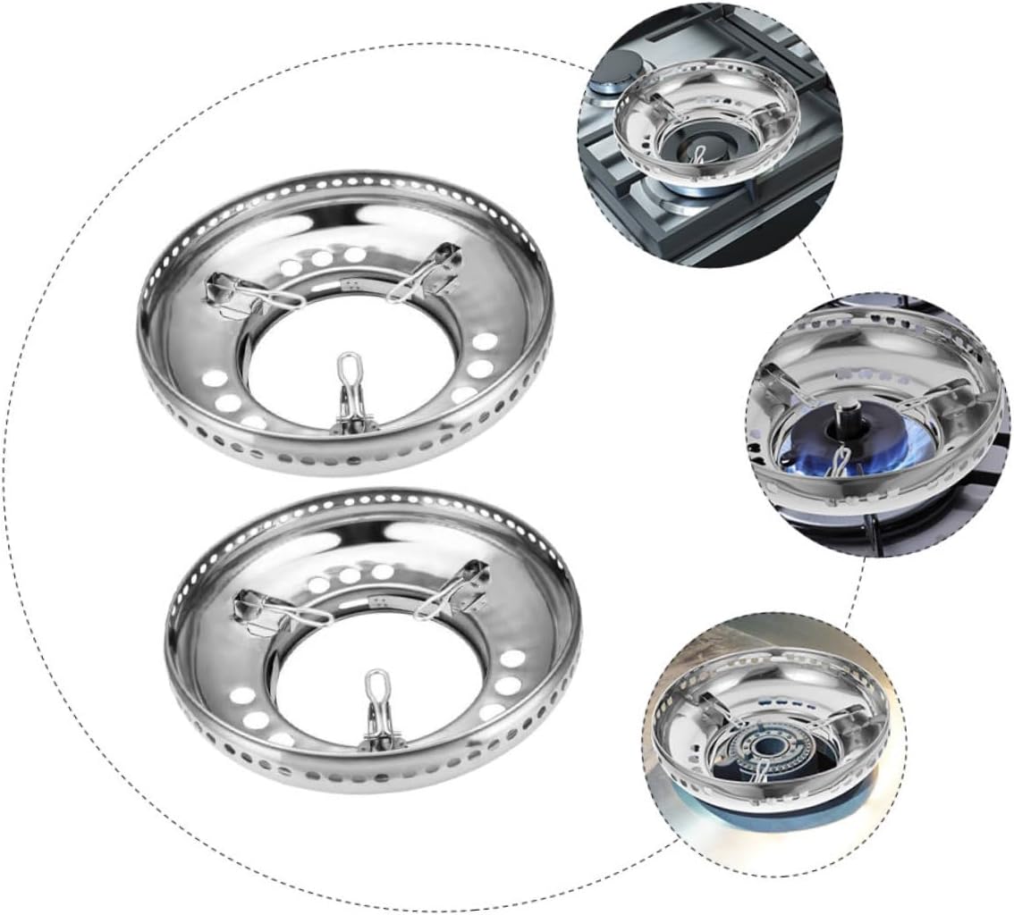 2pcs Stainless Steel Wok Stand Set Windproof Gas Stove Support Easy Install Wok Rack for Home Restaurant Cooking Durable High-Temperature Resistant Bracket