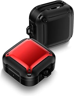 جراب من البولي كربونات لسماعات جالاكسي اللاسلكية، شديد التحمل ومضاد للصدمات، أحمر لموبايل سامسونج جالاكسي بادز لايف من المعز