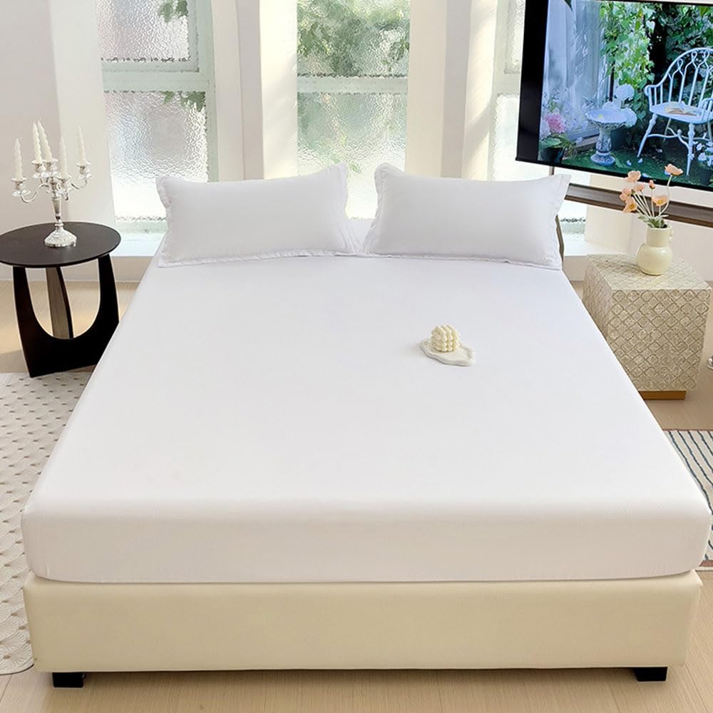 Hixingo Fitted Sheet Queen Twin King Deep Pocket Full Size Simple Solid Color Bed Sheets Pillowcases 3 Piece