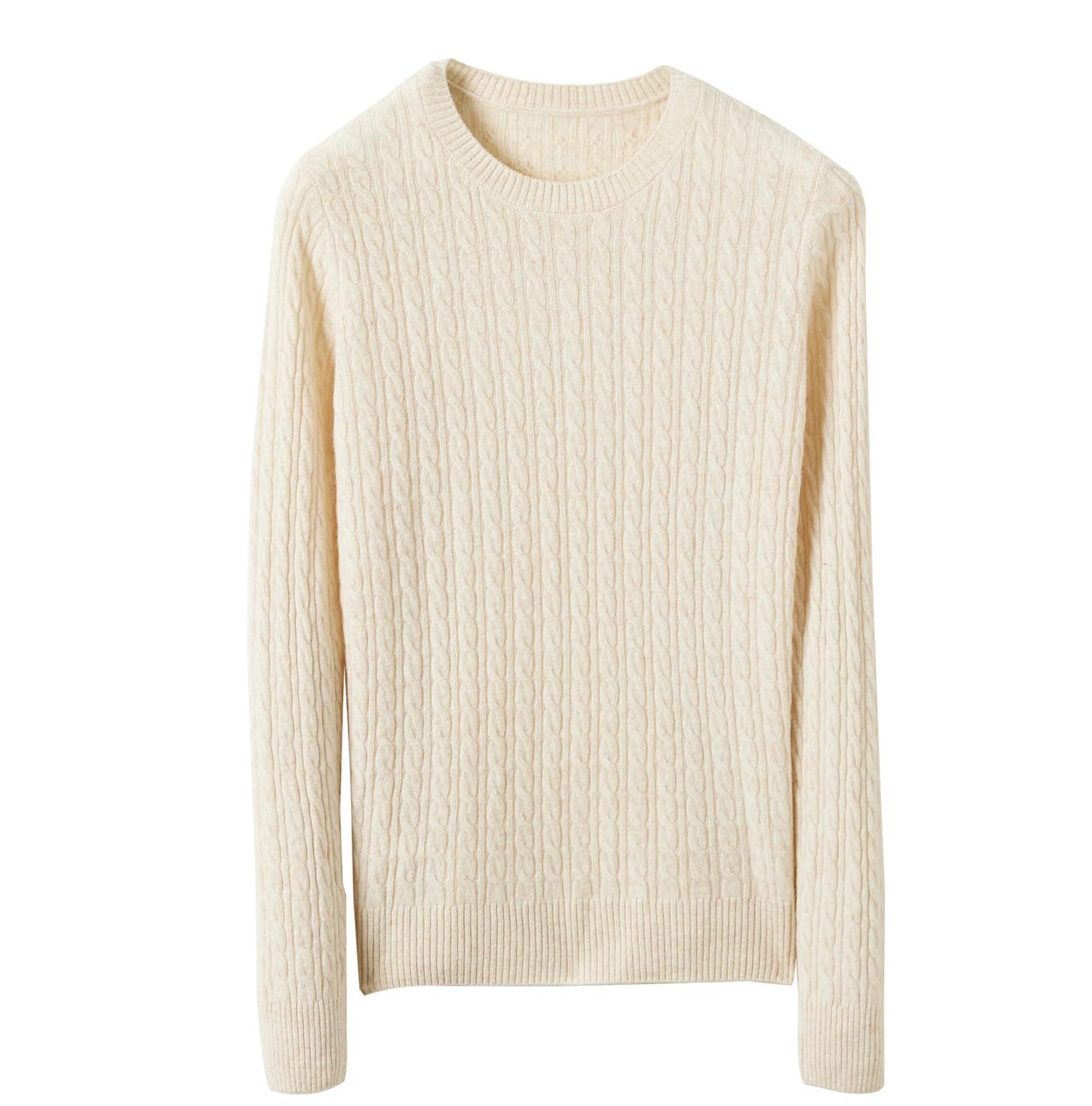 Maglione da donna in lana, girocollo, per autunno e inverno, caldo, a maniche lunghe, lavorato a maglia