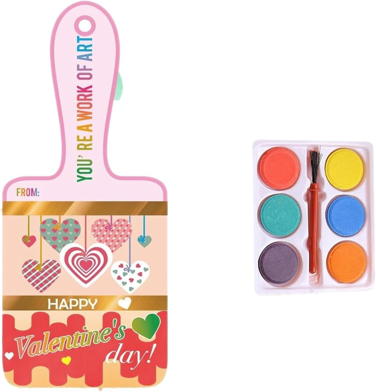 Valentine Watercolor Paint Set for Kids Valentines Cards Classroom Replacement 6 Colors Watercolor Paint