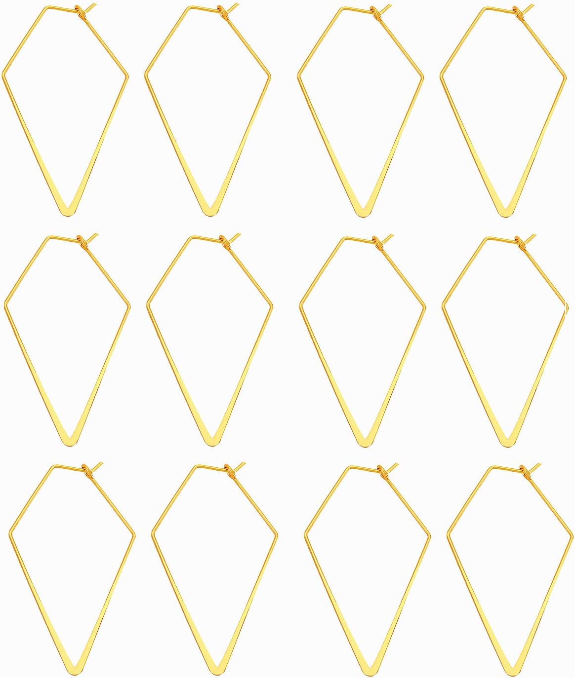 YAKRUNA 12PCS Large Oval Geometric Earring Hooks, 14k Genuine Gold Plated, Hypoallergenic, DIY Dangle Earrings