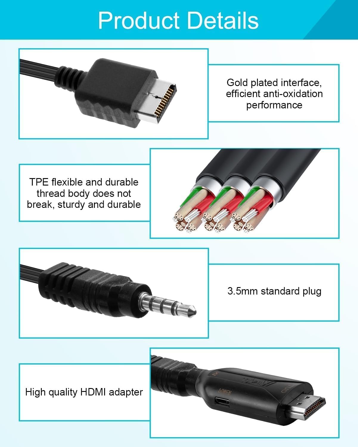 Convertitore Ps1 A Hdmi Adattatore Da PS1/PS2 A HDMI - Convertitore Audio/ Video, Cavo Lungo 1 Metro, Per Giocare Su TV Moderne Adattatore Ps2 Hdmi - Foto 8