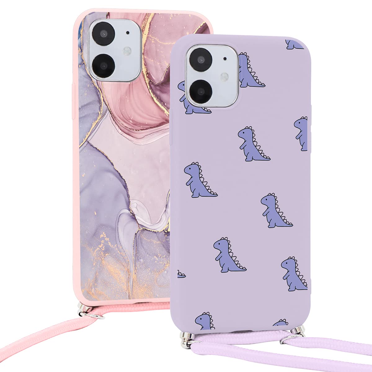 ZhuoFan Funda para Xiaomi Mi 11 Lite 4G/5G 6,55'' Carcasa con 2 Piezas Cuerda, TPU Siliconae Suave Cover Cadena de Metal Correa Colgar Cordón Collar Protector Antigolpes Bumper Cover, Azul
