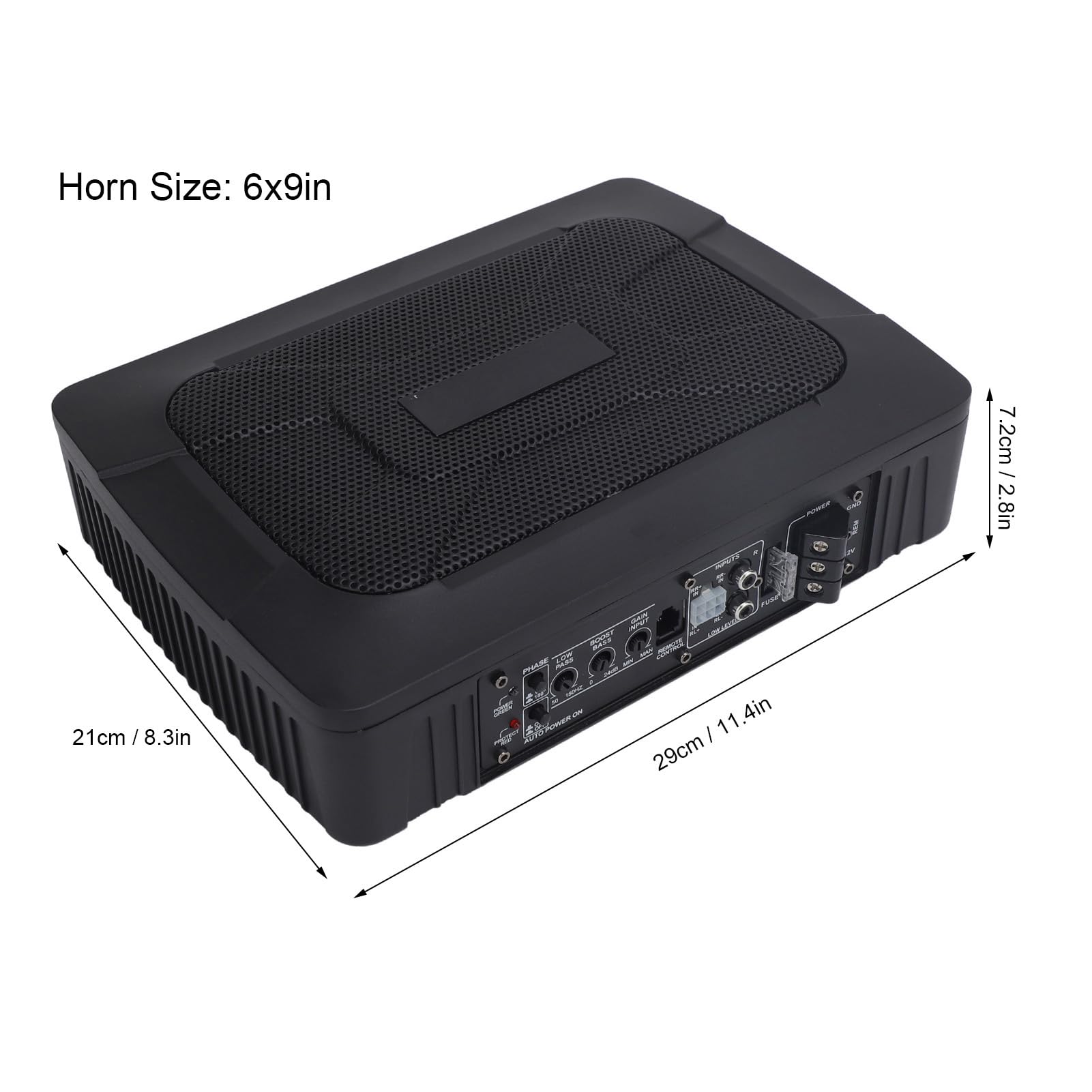Ausla 800W Ultra Slim Subwoofer Sotto Sedile Alimentato, Amplificatore Integrato 150W RMS PWM MOSFET Ingresso High Level per Auto Camion Stereo Audio