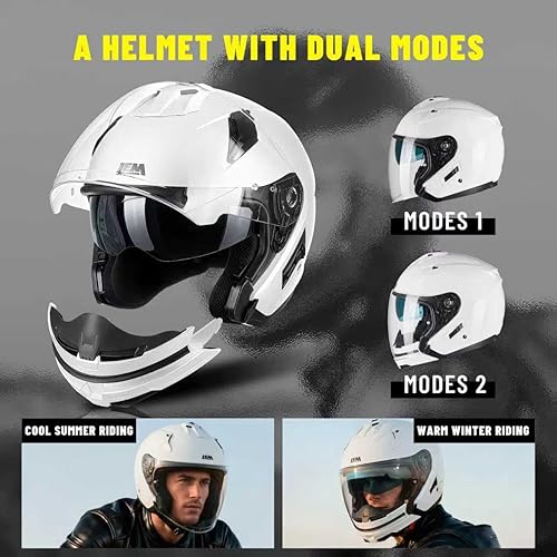 Miniatura 3 de LEM Cascos modulares de motocicleta para adultos, cascos de motocicleta de cara completa para mujeres, protector de barbilla desmontable, aprobado