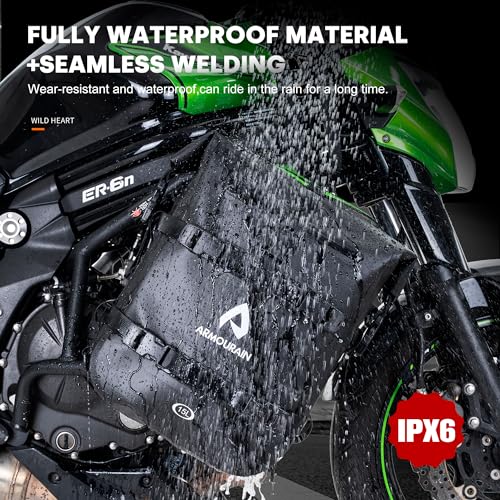 ARMOURAIN Wasserdicht Motorräder Rücksitz Hecktasche 15L Seitentasche Tasche Motorräder Seitenrahmen Seitenkoffer Motorrad Sturzbügel Tasche Motorrad Reisetasche mit Schultergurt (TPU Schwarz, 15L)