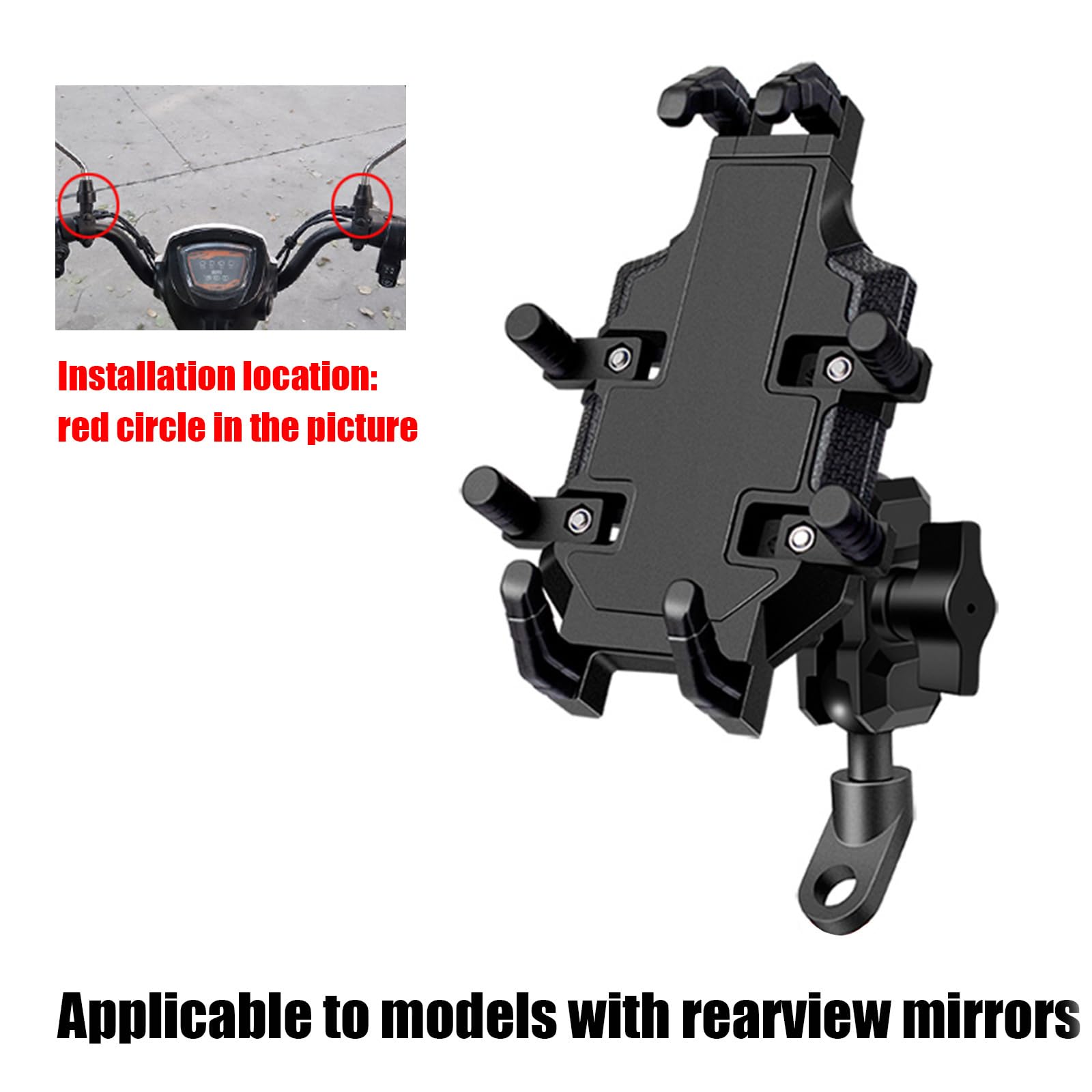 Porta Cellulare Moto per Suzuki DR-Z50 Porta Cellulare Bici per Manubrio 360° Rotabile Supporto Telefono Moto,Rearview Mirrors