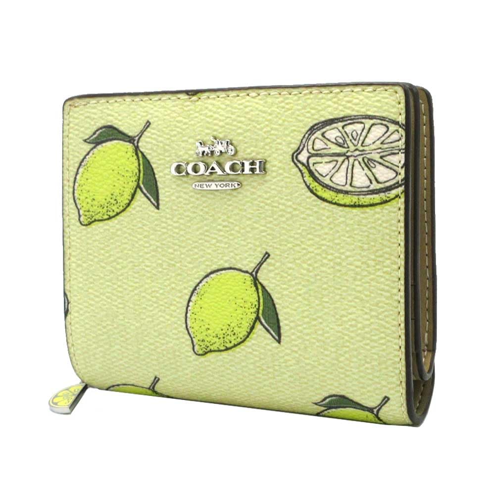 国内発 COACH スナップ レモン 二つ折り 財布 CAP19 新作 Amazon | [コーチ] 財布 二つ折り財布 レモン プリント スナップ