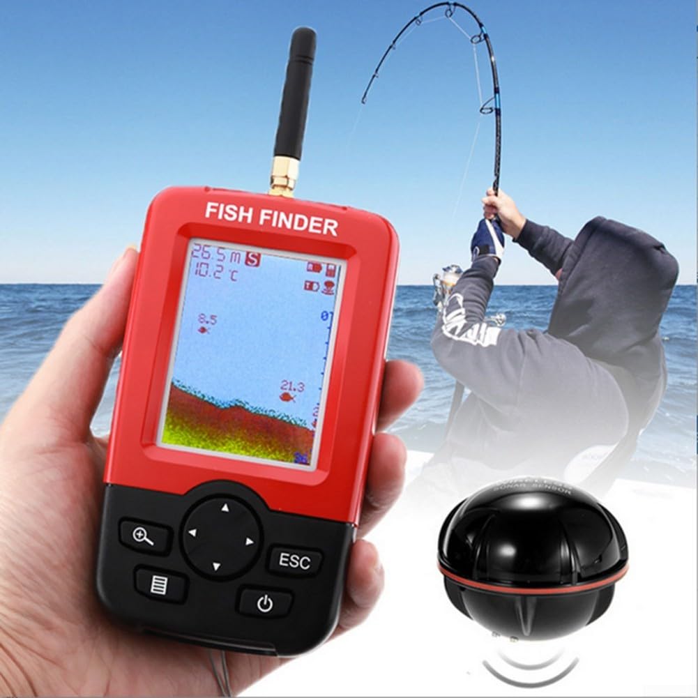 Sonar portátil buscador de peces de profundidad para barco con sonda de 40 m, alarma de profundidad, para pesca en hielo en el mar