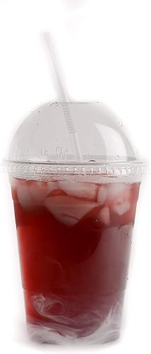 Miniatura 4 de EcoQuality [500 unidades] Tapas de cúpula desechables de plástico para vasos de PET de tamaño estándar de 12 a 24 onzas, tapas de vaso transparentes