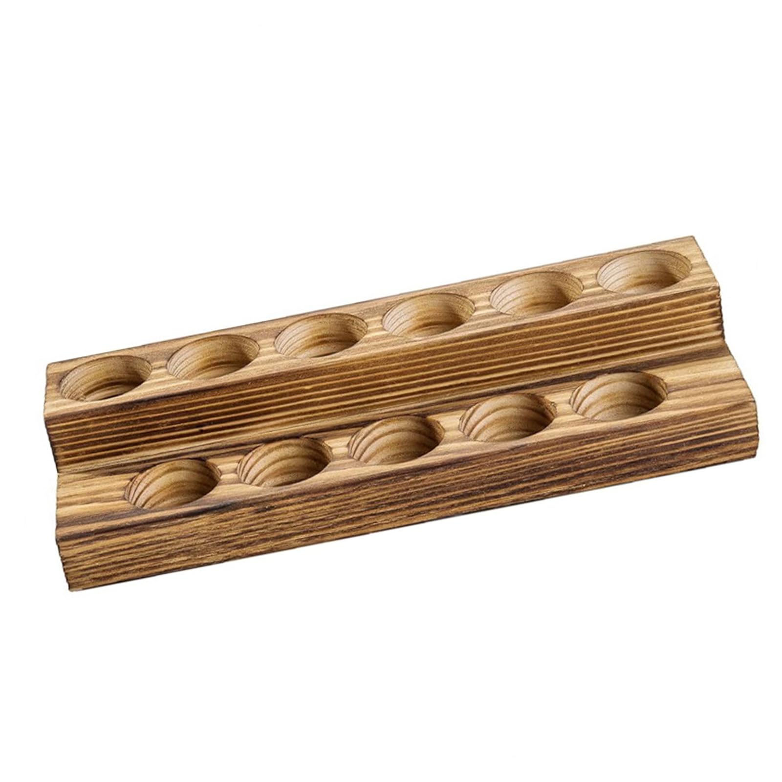 NEWFT Tabletop Essential Oil Bottle Rack Wooden Storage Solution 11 Slot Design Stand Frame Prevents Container Clattering Bucolic Burnt Wood Essential Oil Holder Stand