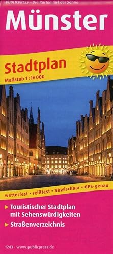 Münster: Touristischer Stadtplan mit Sehenswürdigkeiten und Straßenverzeichnis. 1:16000 (Stadtplan: SP)