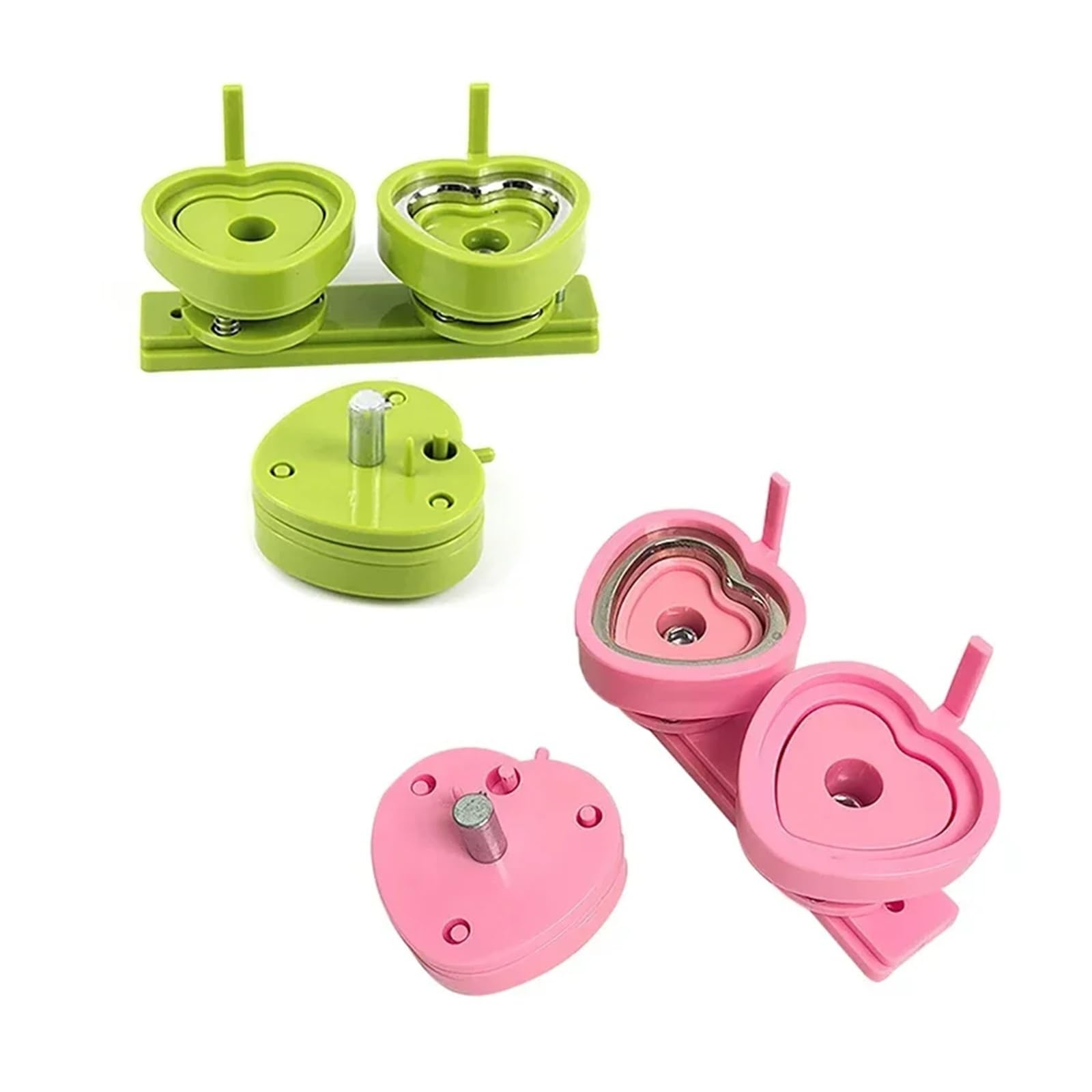 Moule en Forme de cœur Rose et Vert 57 * 53 mm for Machine à Badges à épingle, Compatible avec Les Machines à fabriquer des Badges à glissière. Ensembles suffisants(Pink Mold Only)