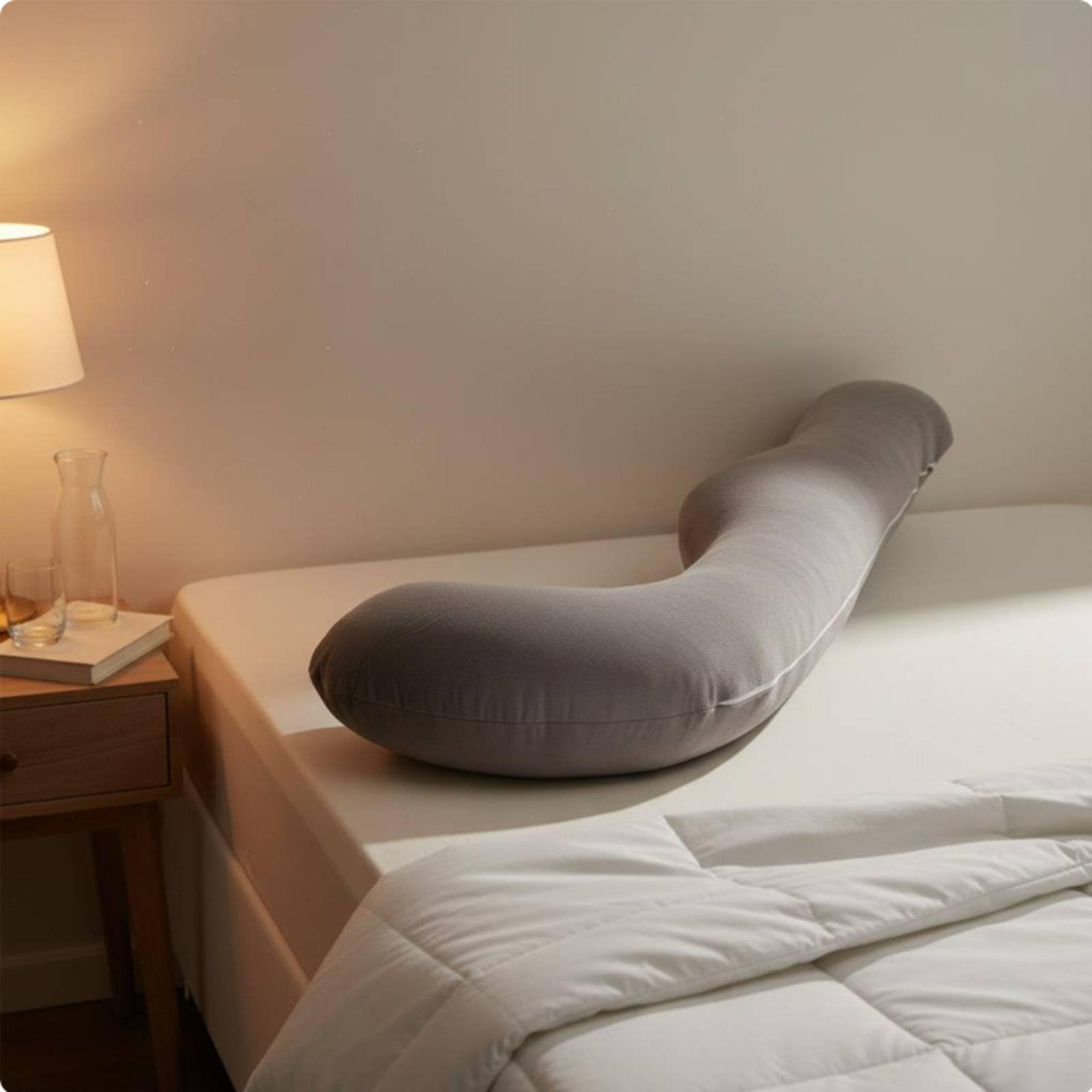 Qianly Almohada de Cuerpo Completo para Embarazadas Multifuncional Almohada de Embarazo Hipoalergénico para Madres Lactantes, Gris Claro, Terciopelo Cristal