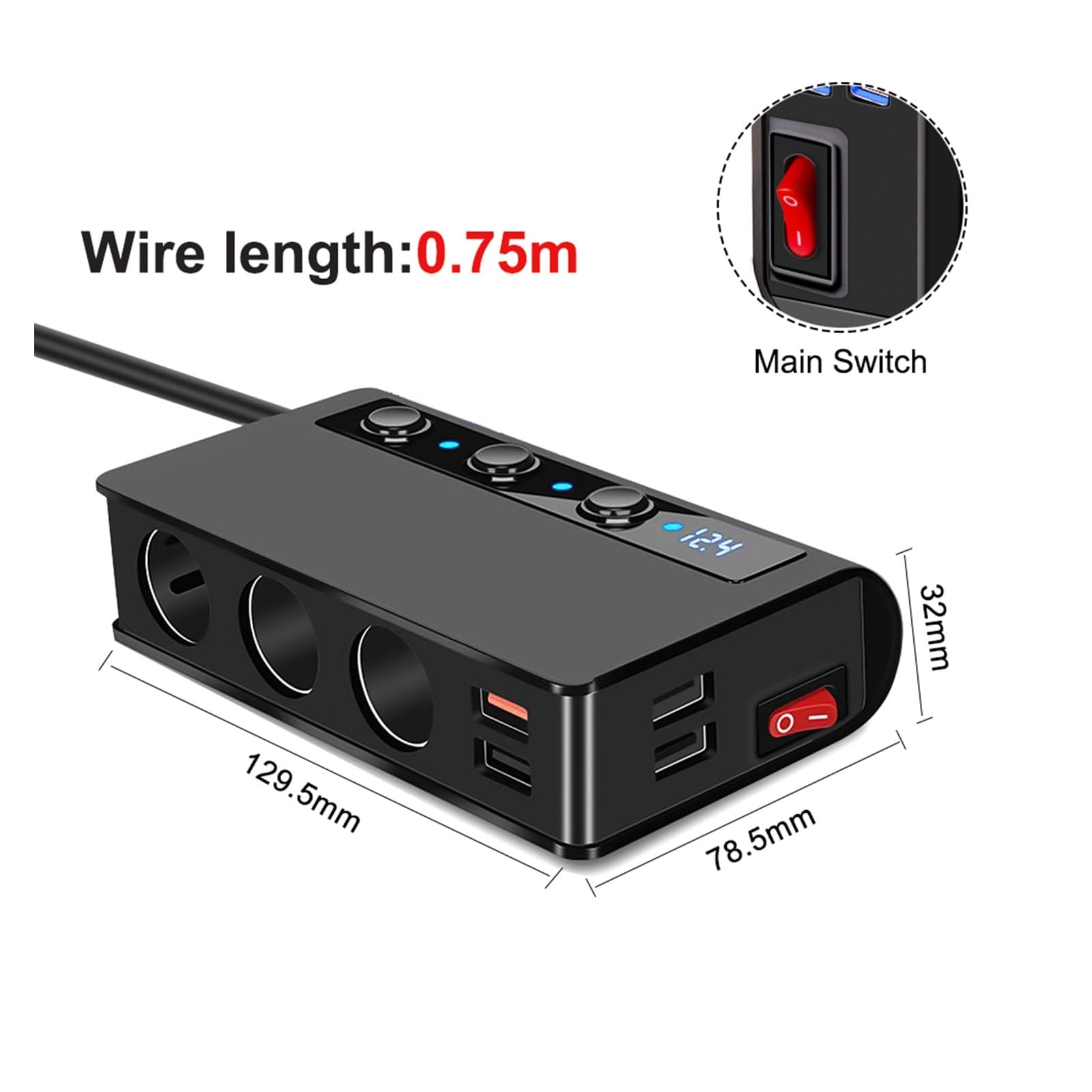MORREZ Gniazdo zapalniczki samochodowej 4 porty USB szybkie ładowanie 3.0 12 V 24 V szybka ładowarka samochodowa rozdzielacz adapter samochodowa część wewnętrzna łodzi (kolor: 4 porty USB)