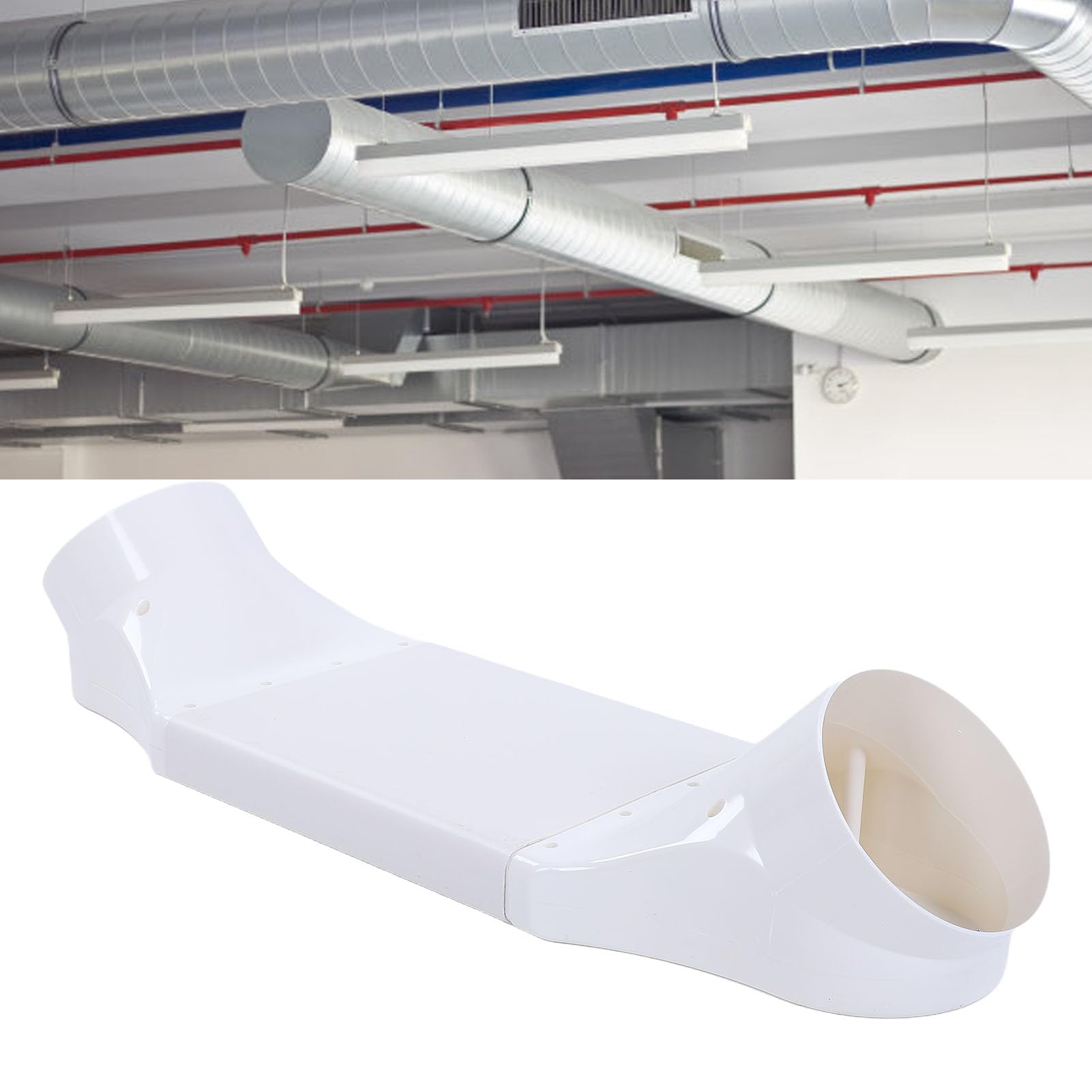 Cryfokt Adapter Kanału Okrągłego na Płaski 200 Mm Zestaw Przejściowy Kanału ABS Rura łącząca wiązkę do Systemu Wentylacyjnego Suszarki Oszczędność Miejsca Elastyczna Regulacja Rura Wentylacyjna z