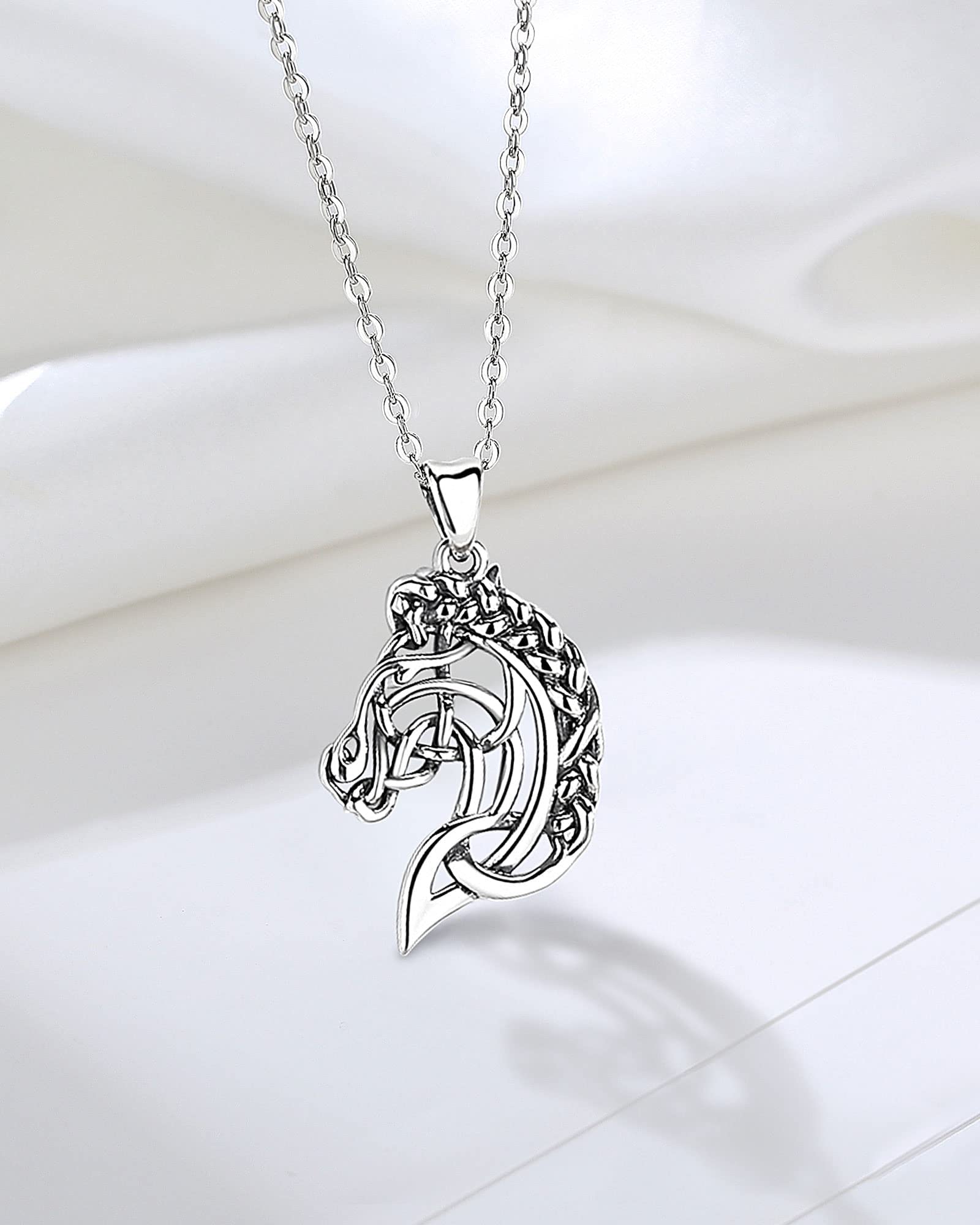 CELESTIA Collar Caballo Mujer Plata de Ley 925 Colgantes con Cadena Acero Inoxidable 50 CM, Joyas Animales, Regalos para Amantes Caballos