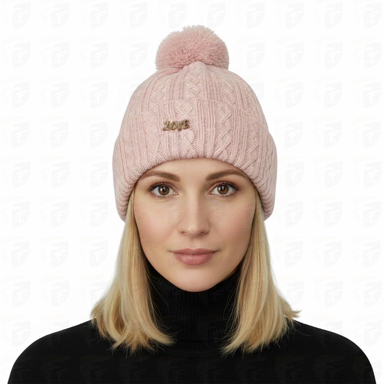 FirstFit Premium Thermal Winter Cap for Women Warm Knitted Beanie Cap Woollen Fleece Lined Winter Hat for Travel Outdoor Free Size