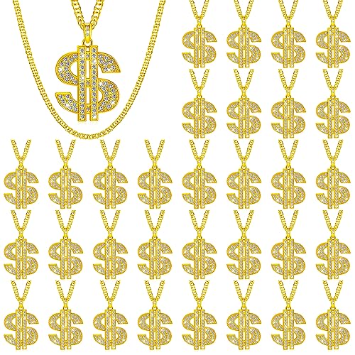 Yinkin Gold Chain Dollar Necklace with Dollar Sign Pendant Necklace for Men Hip Hop Rapper
