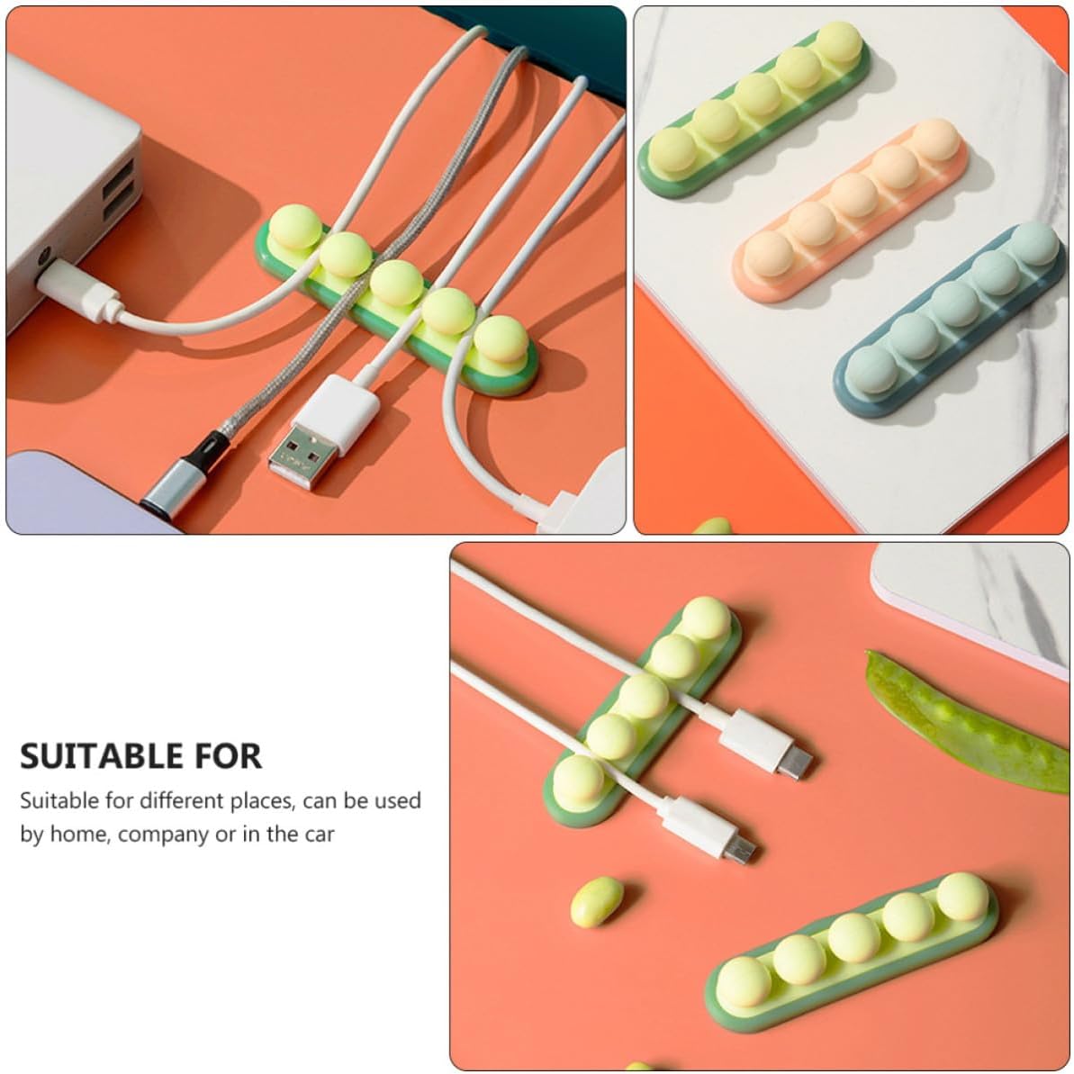 3pcs Silicone USB Cable Organizer Clips for Self Adhesive Cord image 3
