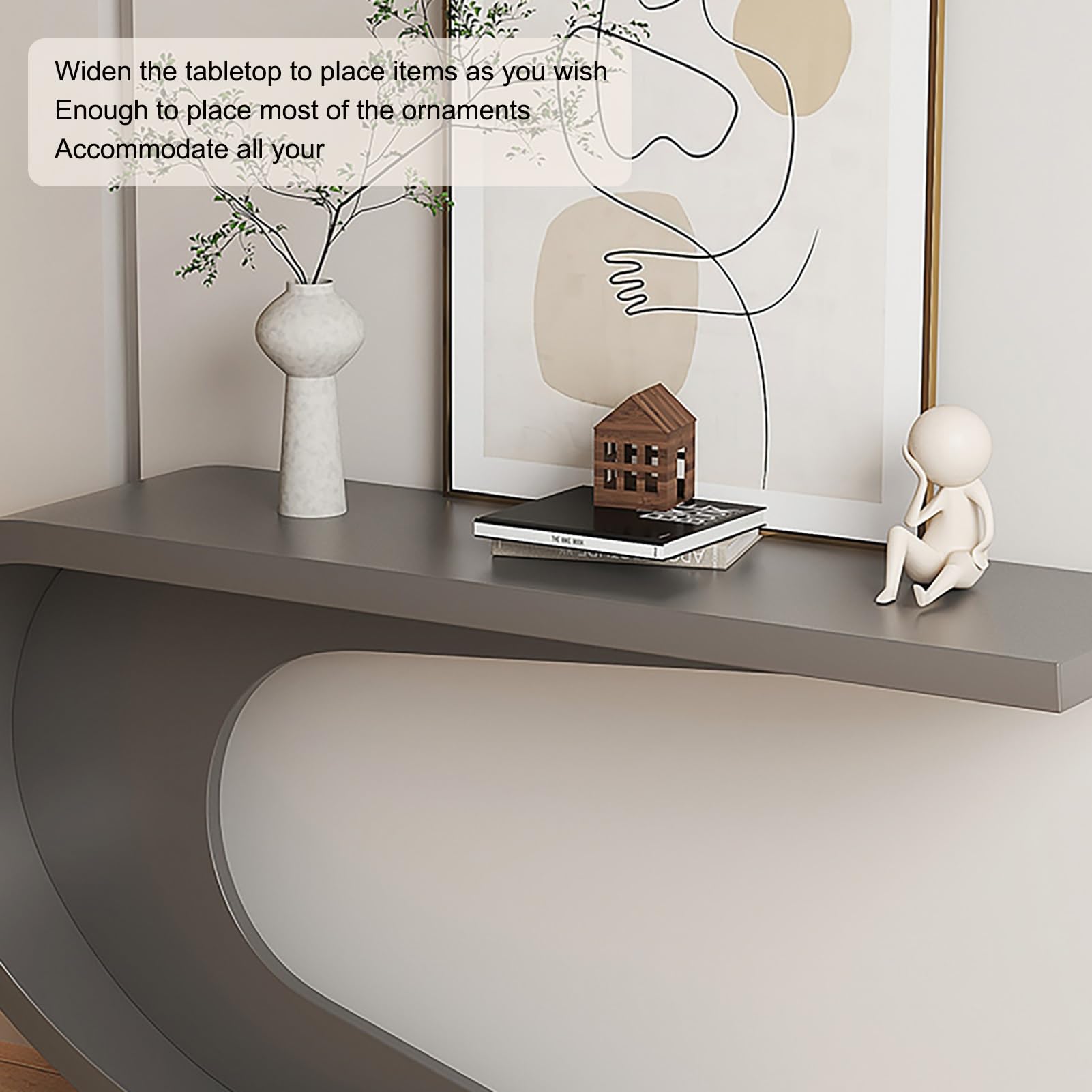JHDXL Mesa Consola Moderna Entrada Recibidor, Mesa de Entrada con Marco geométrico de Metal, Mueble Recibidor para Sofá Estrecha para Entrada, Sala de Estar(Grey)