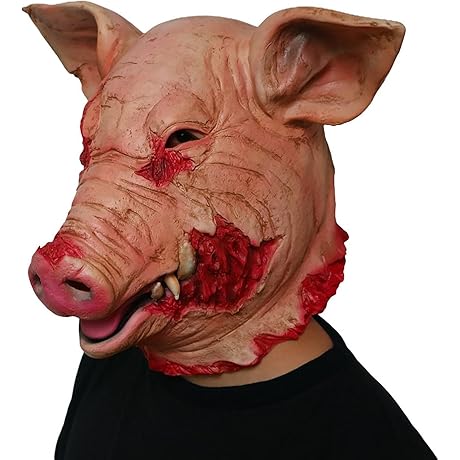 Realistic Bloody Pig Head Mask, Halloween Scary Latex Carnival Masquerade Costume Cosplay Props