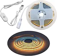 Fita Led 320 Cob 2m 5v Usb Branco Quente 3000k Amarela Ajuste dimerizável decoração casa quarto Pc Carro Dupla face