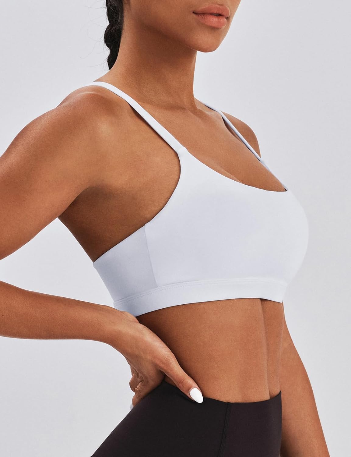 K-Swiss Sports Bras for Women - Light Impact Unadjustable Scoop Neck Thin Strappy Wireless Padded Yoga Workout Gym Tops - Image 4
