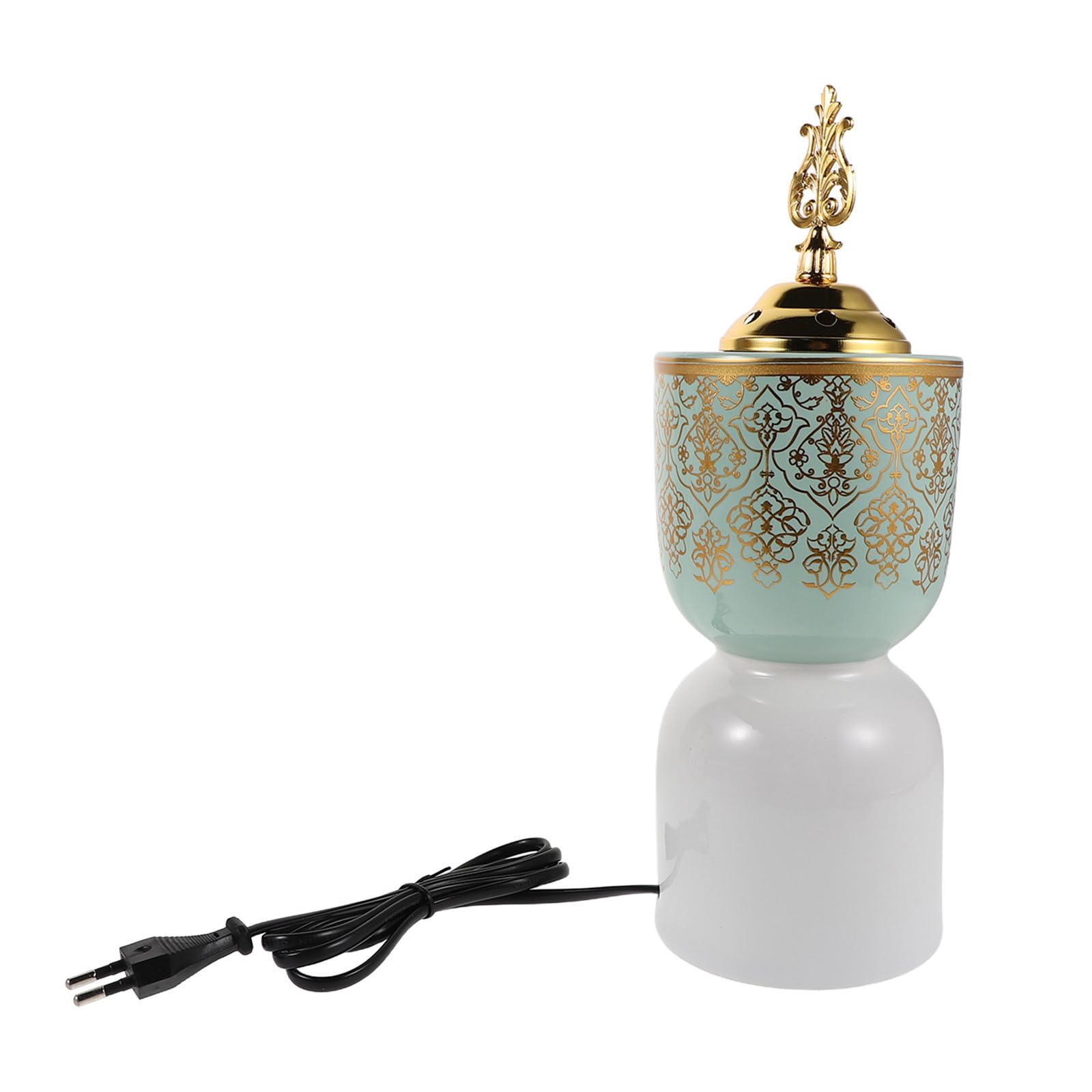 VILLCASE Keramik Räucherstövchen mit Grünem Eisen Hitzebeständig und Rund für Yoga und Besondere Anlässe Modernes und Traditionelles Orientalisches Design zur Raumstimmung