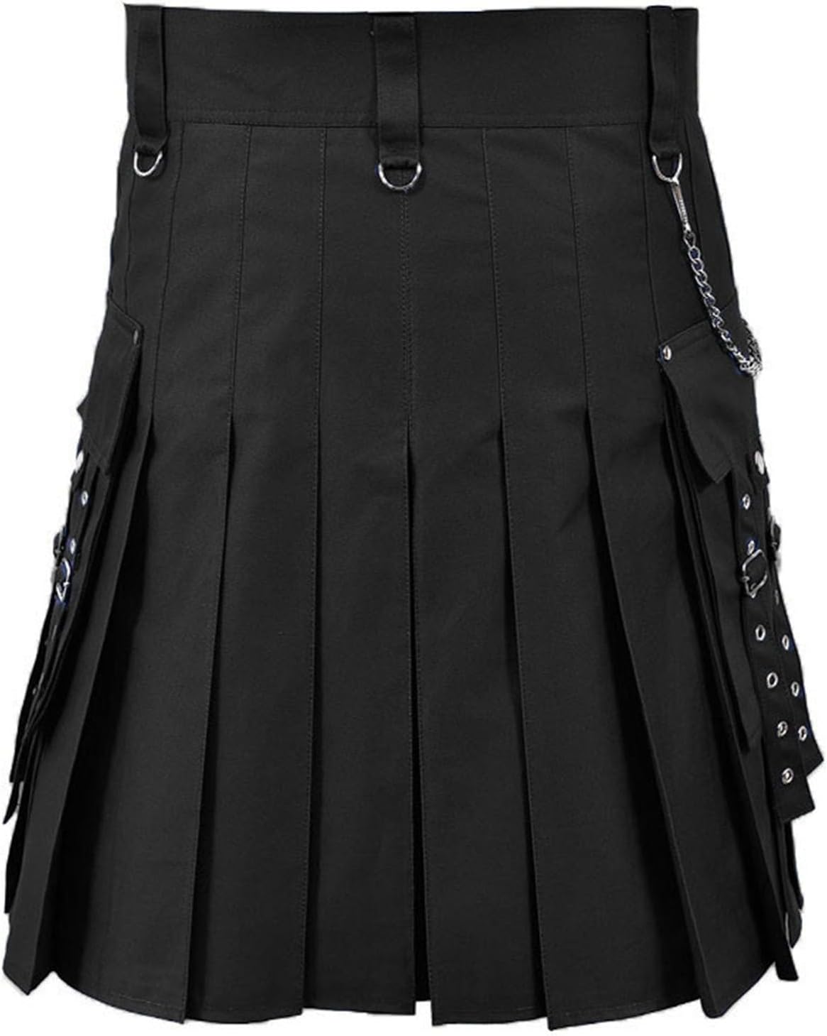 Scottish Kilt for Men Vintage Gothic Pleated Skirts Traditional Highland Solid Pleated Buckle Straps Costume Kilts