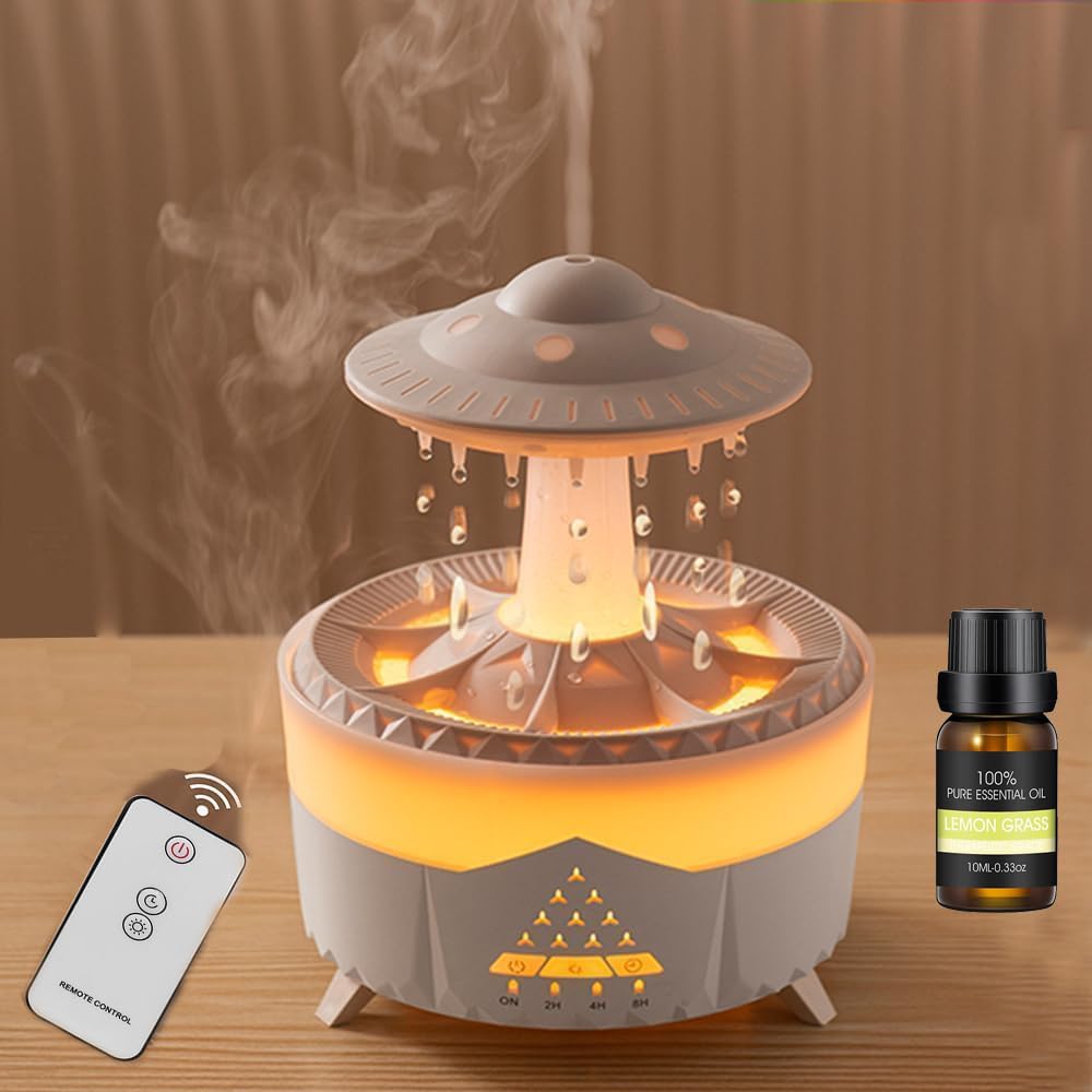 Docoss CloudRain Aroma Diffuser for Home Electric & Humidifier Oil Diffuser for Home – Essential Oil Fragrance Diffuser with Remote Control,Room Freshener Scent Diffuser for Relaxation (White)-image-48