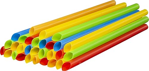 Elegant Disposables Puntas en ángulo Pajitas de batido jumbo de varios colores, desechables de boca ancha, pajitas grandes de batido de 9 pulgadas