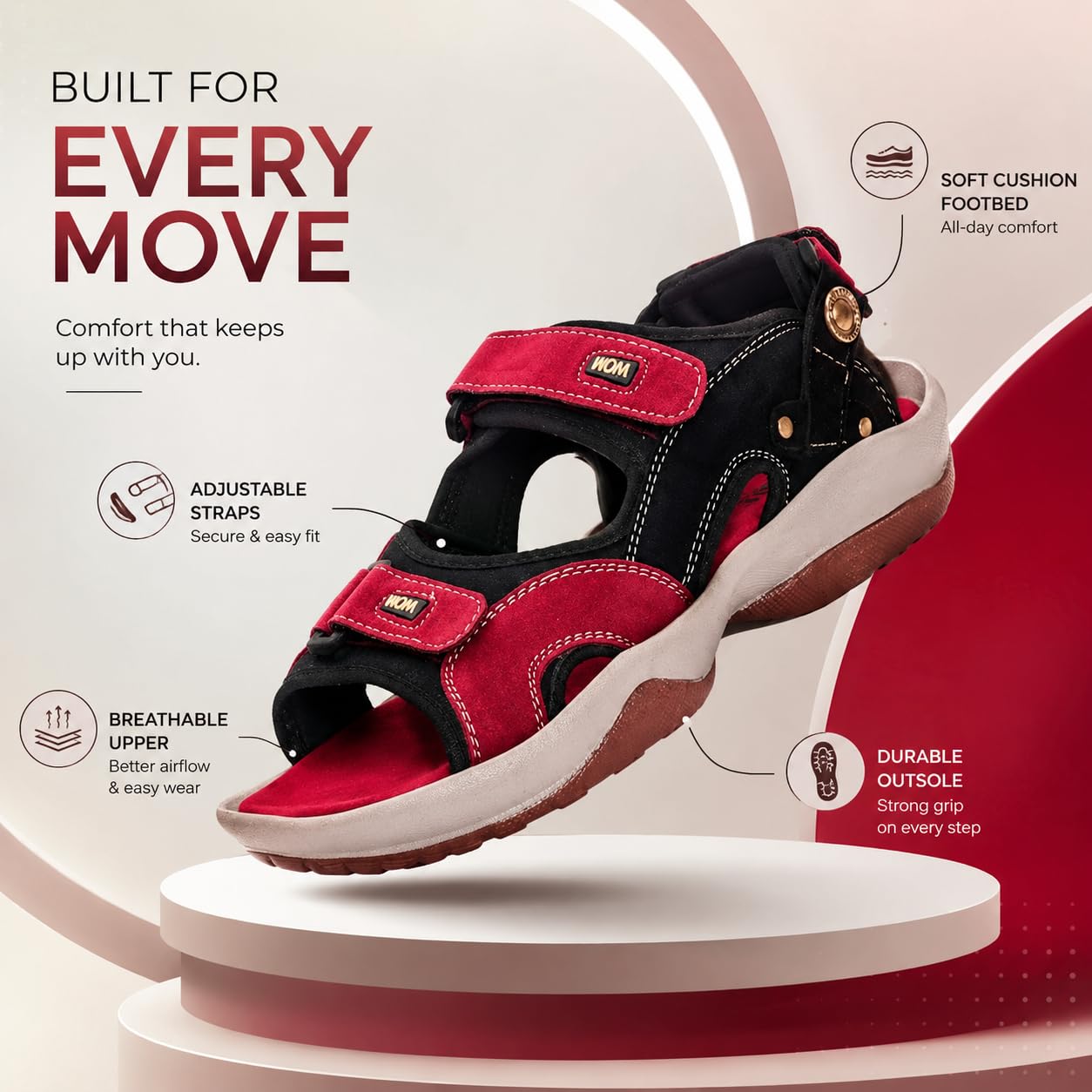 Centrino Sandal for Men | Grip Insole for Stability | Modern Look with Adjustable Straps | Comfortable Footwear for Hiking and Versatile Outdoor Use 4